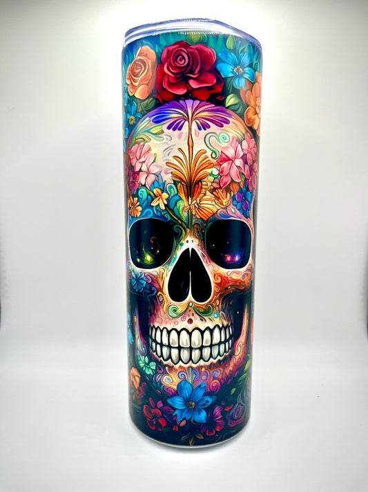 3D Sugar Skull 20 oz Skinny Tumbler